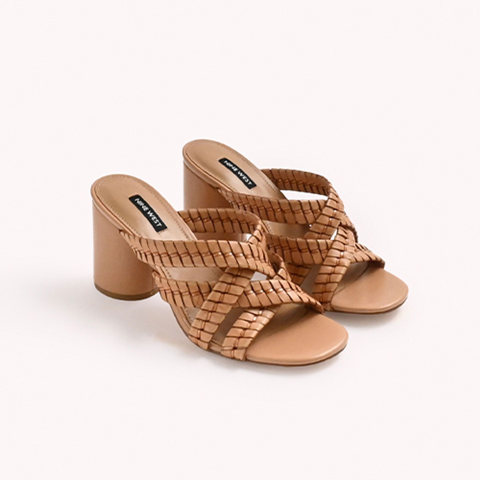 Nine West Womens Brown Woven Heeled Sandals