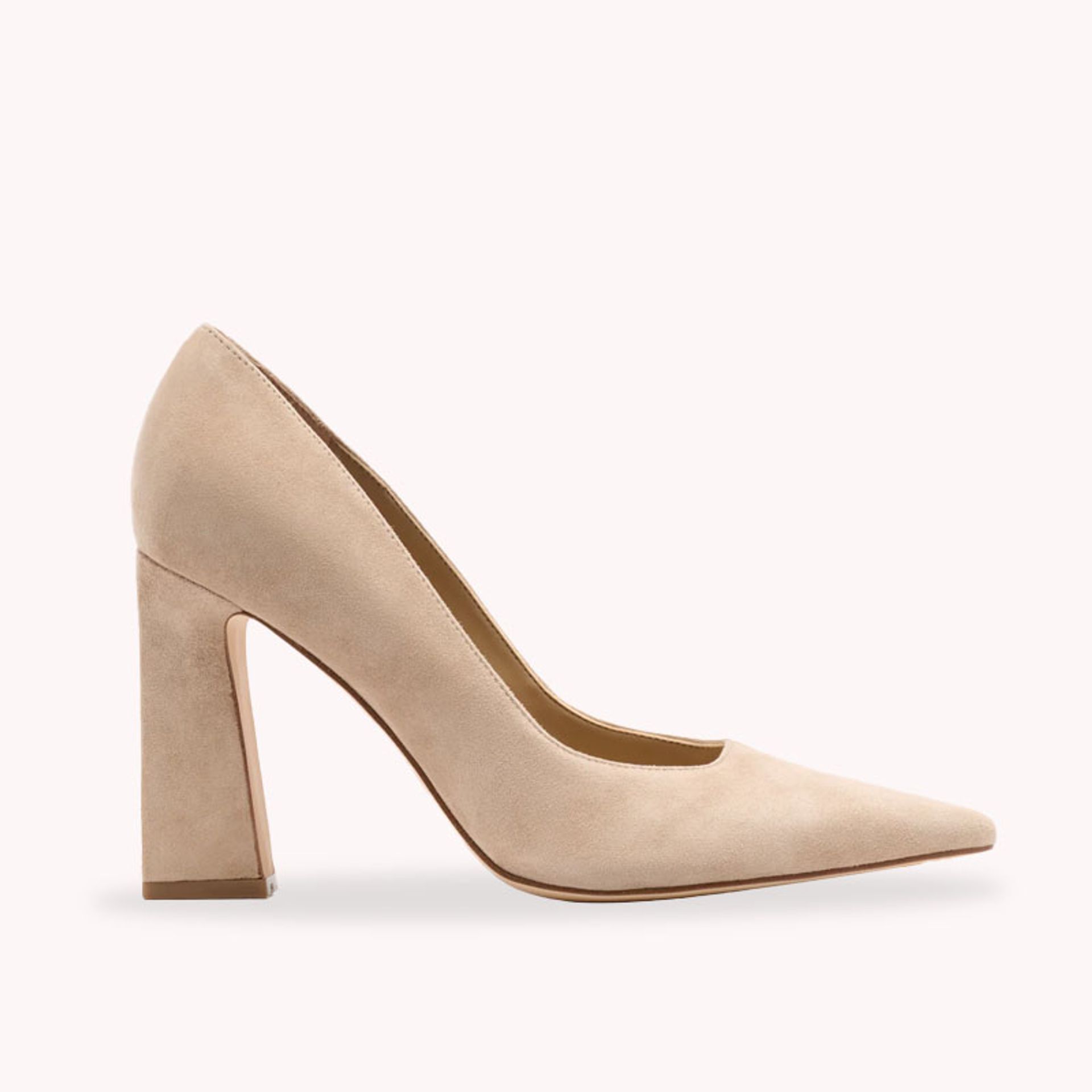 Nine West Womens Beige Suede Block Heel Pumps