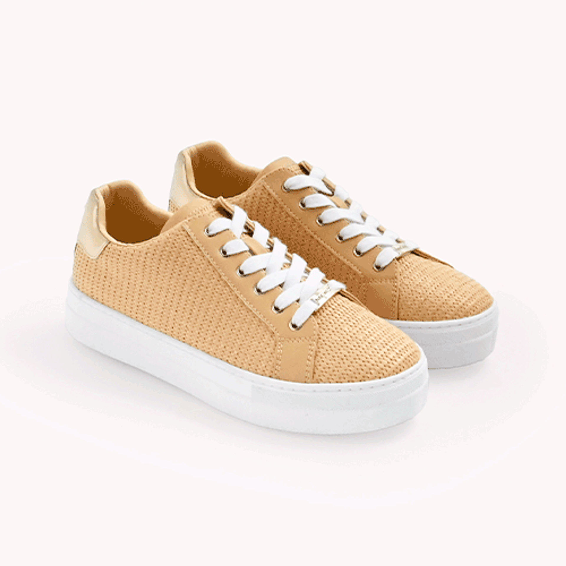 Nine West Gold and Orange platform sneakers