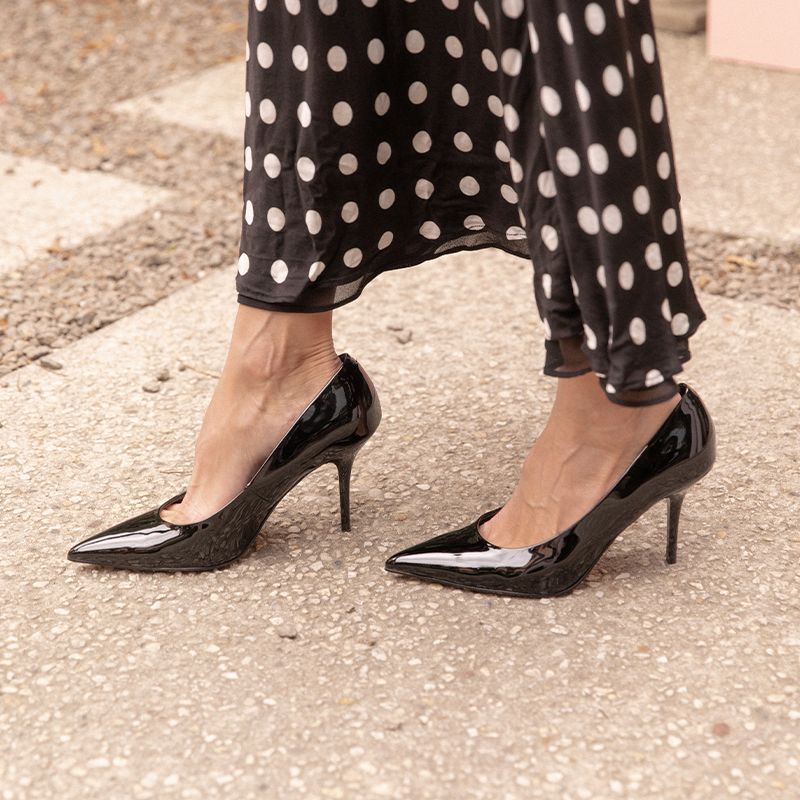 Nine West Womens Black Patent Classic Pump Stiletto Heels