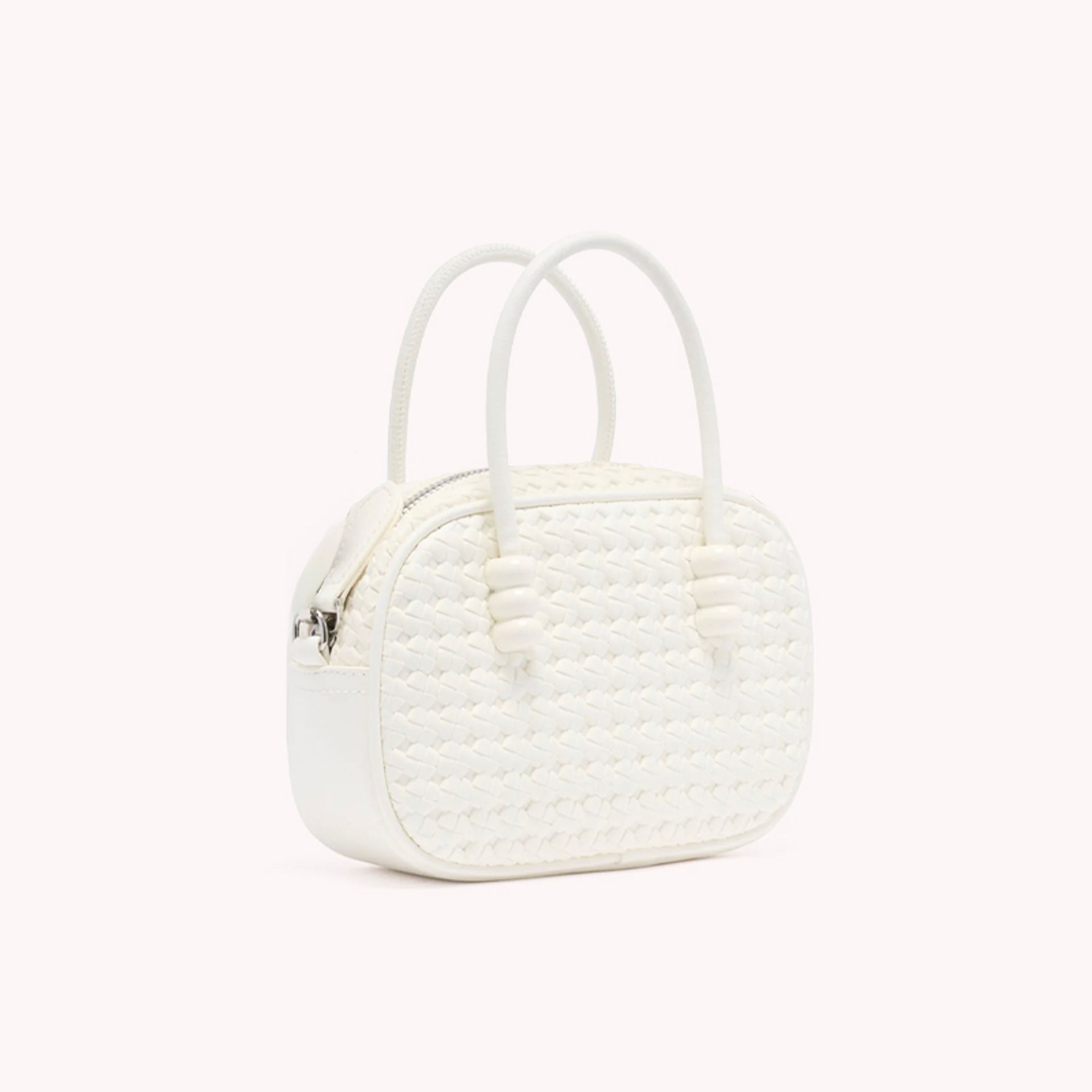 Nine West Womens White Handbag With Woven Design