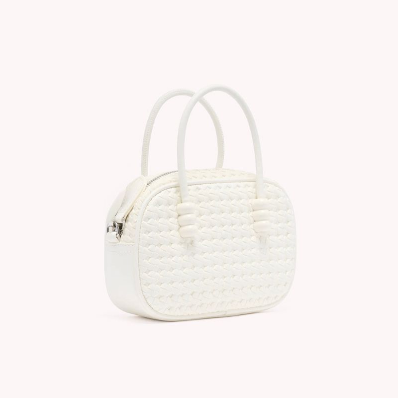 Nine West Womens White Handbag With Woven Design