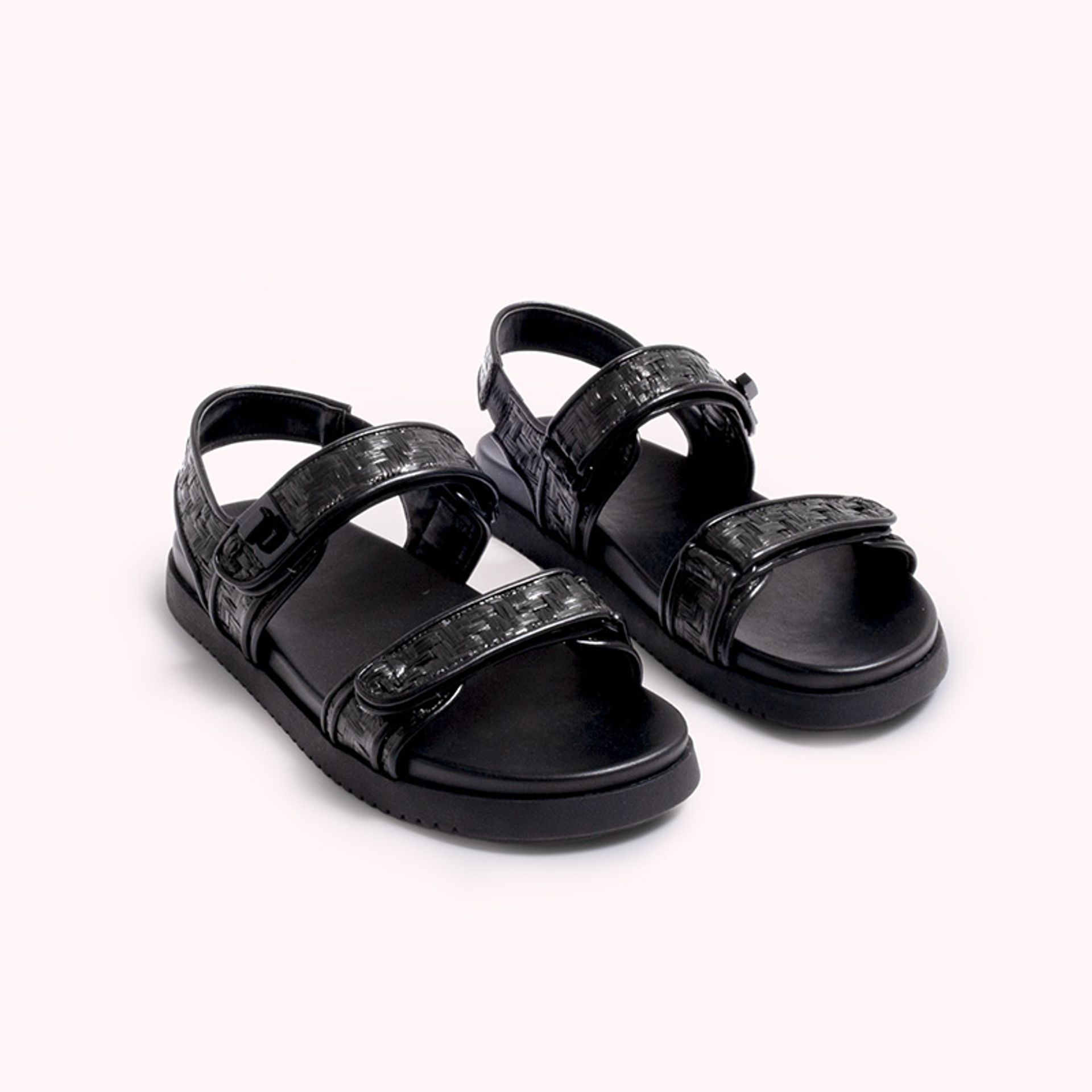 Nine West Womens Black Velcro Rafia Sandals