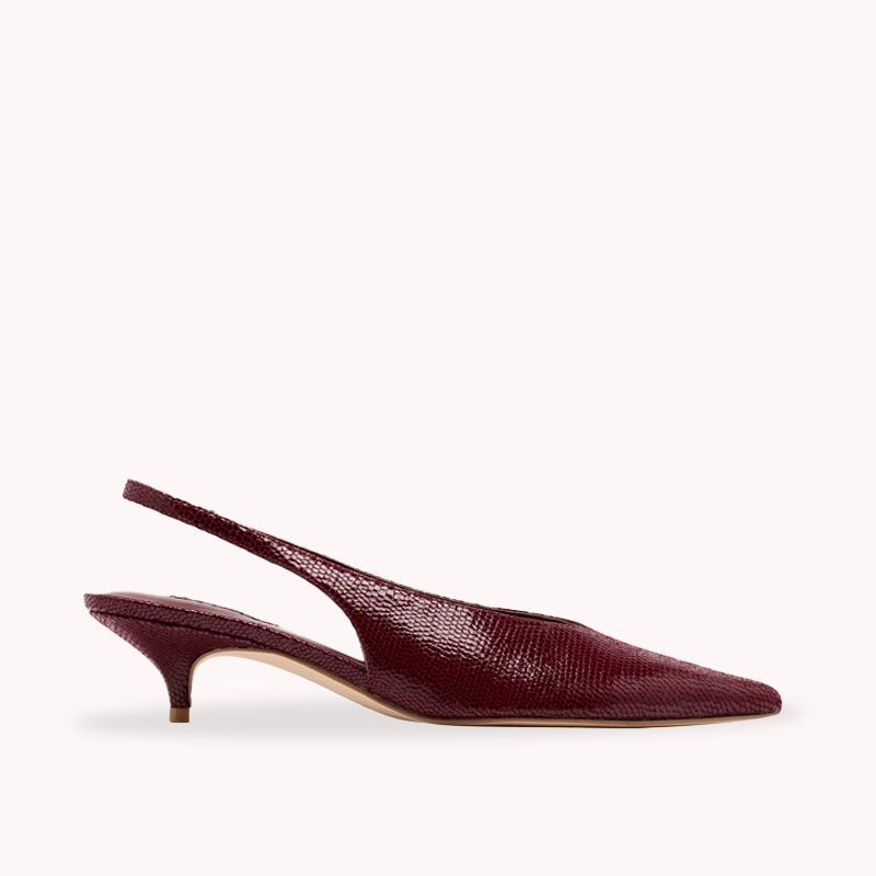 Nine West Womens Burgundy Red Kitten Heel Slingback Pumps