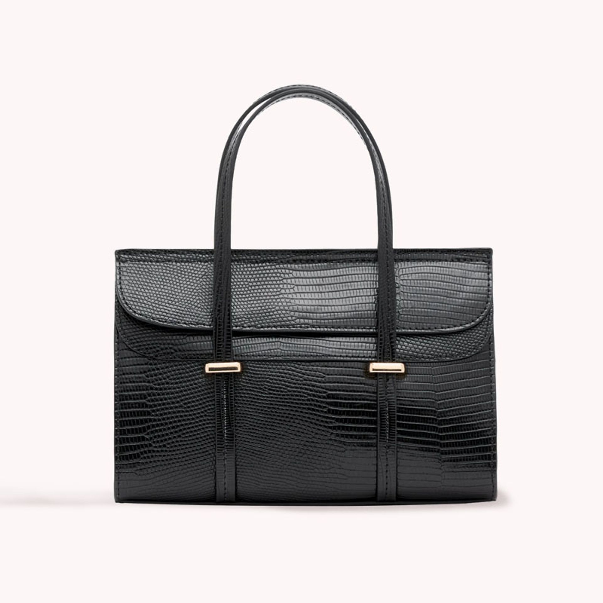 Nine West Womens Black Croc Texture Shoulder Handbag
