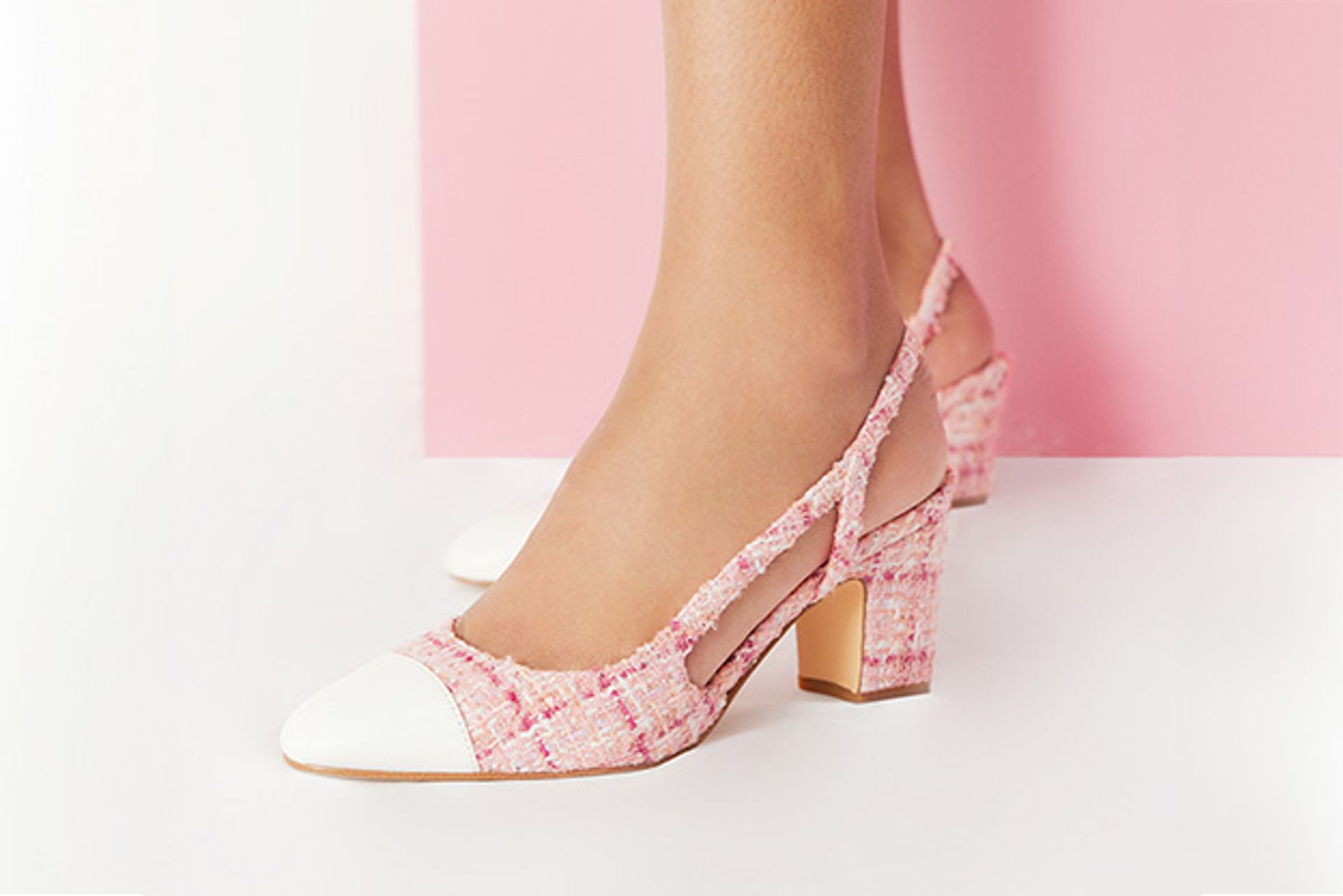 Nine West Womens Pastel Pink Tweed Slingback Pumps