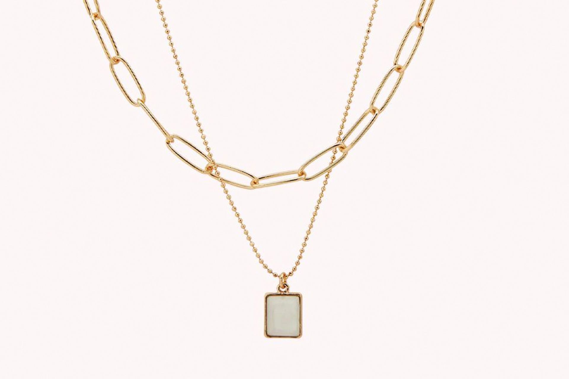 Nine West Gold Toned Square Pendant Necklace and Chain