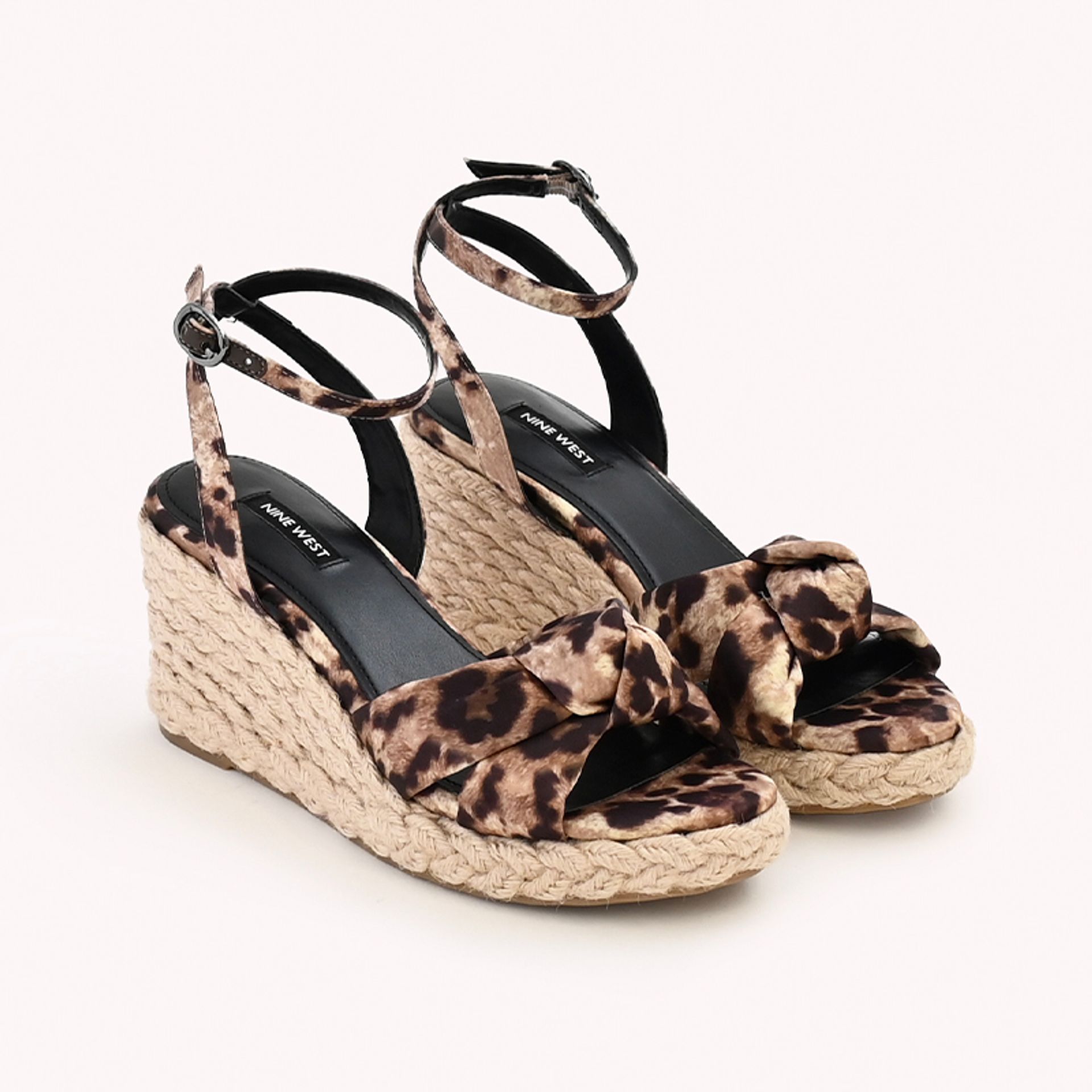 Nine West Womens Leopard Strappy Wedges Sandals