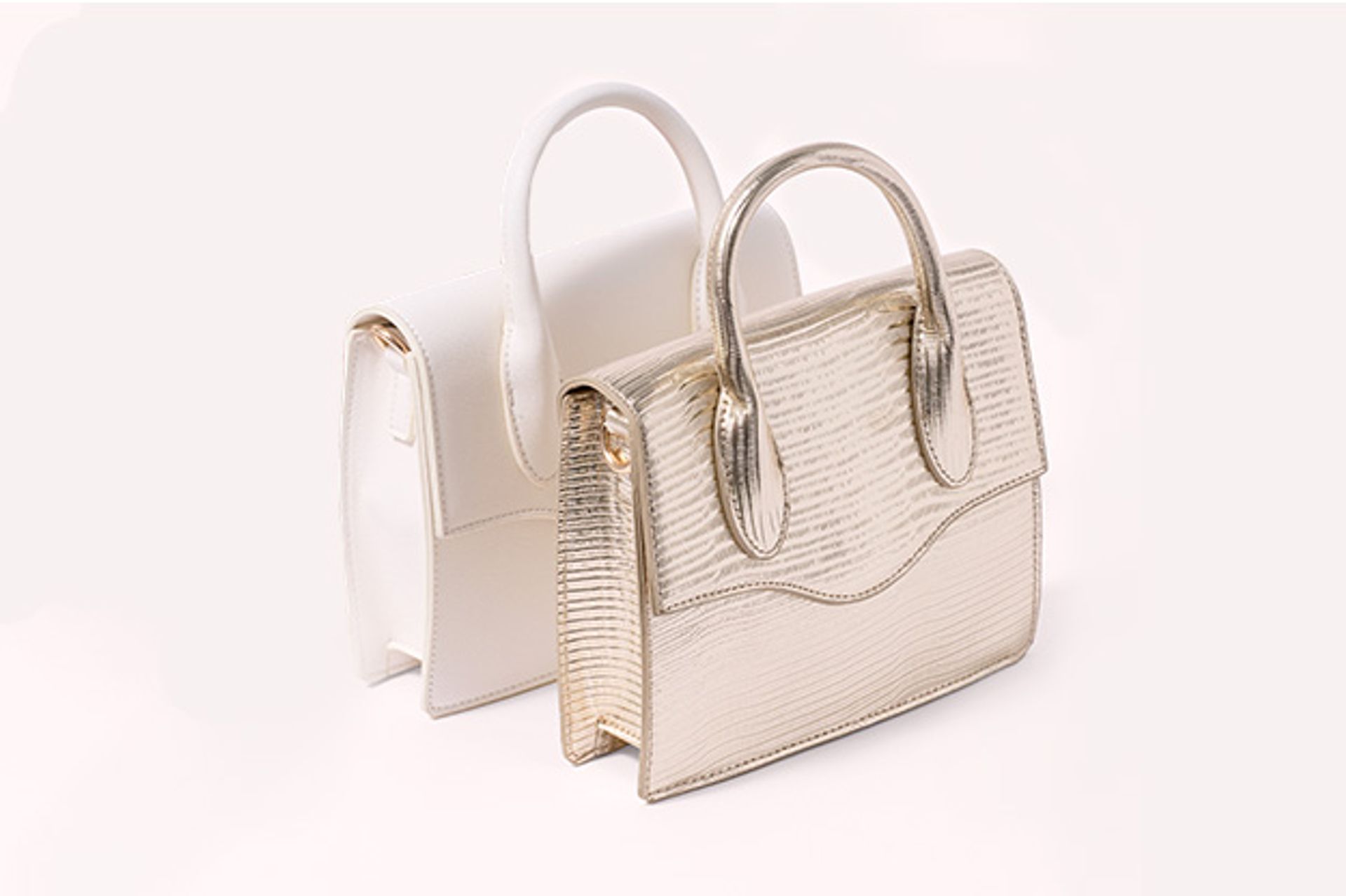 Nine West Womens Top Handle Gold and White Leather Bags