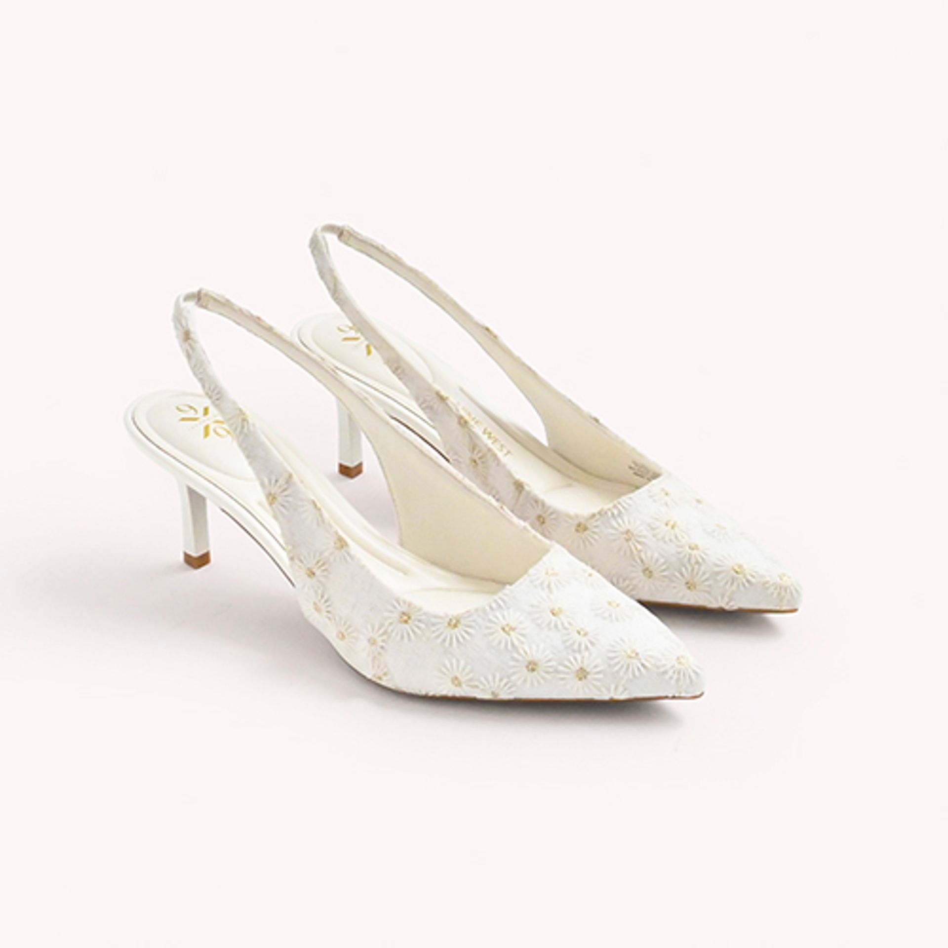 Nine West Shoes Womens White Floral Lace Slingback Pumps
