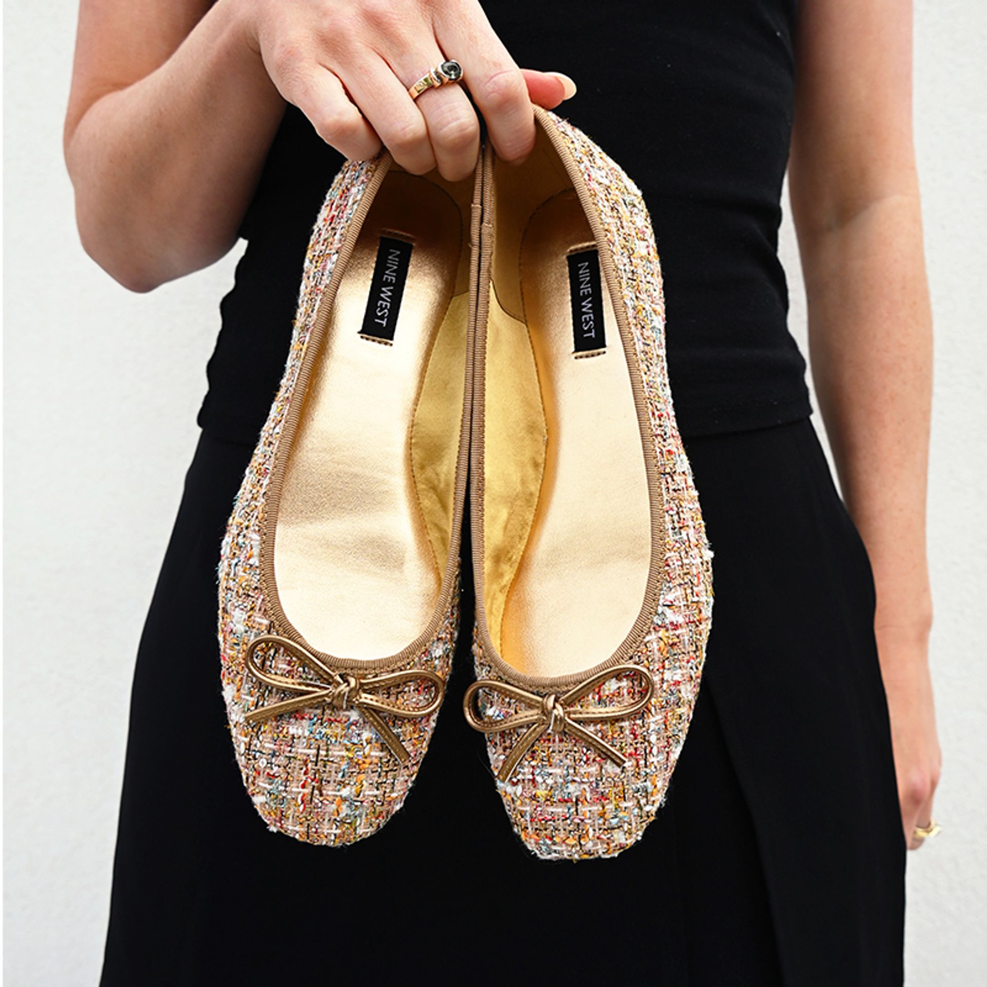 Nine West Brown Tweed Ballet Flats with Bow