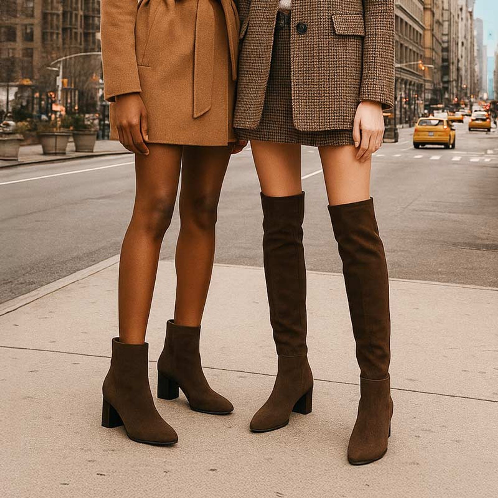 Nine West Cognac Brown Suede Ankle Boots and Over The Knee Boots