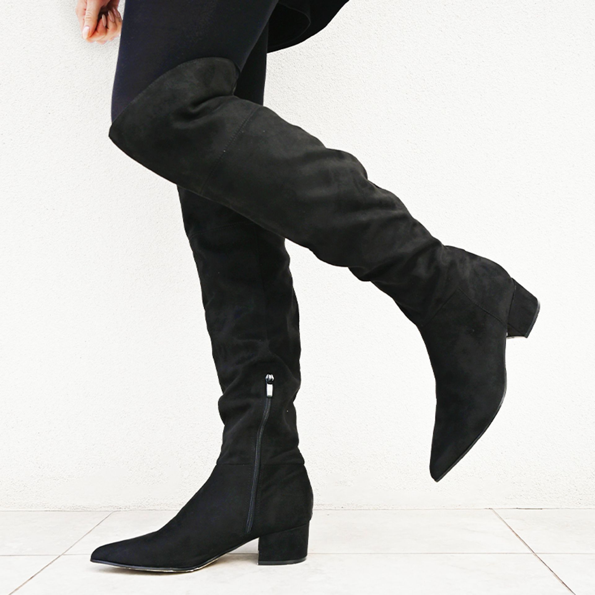 Nine West Black Suede Over The Knee Boots