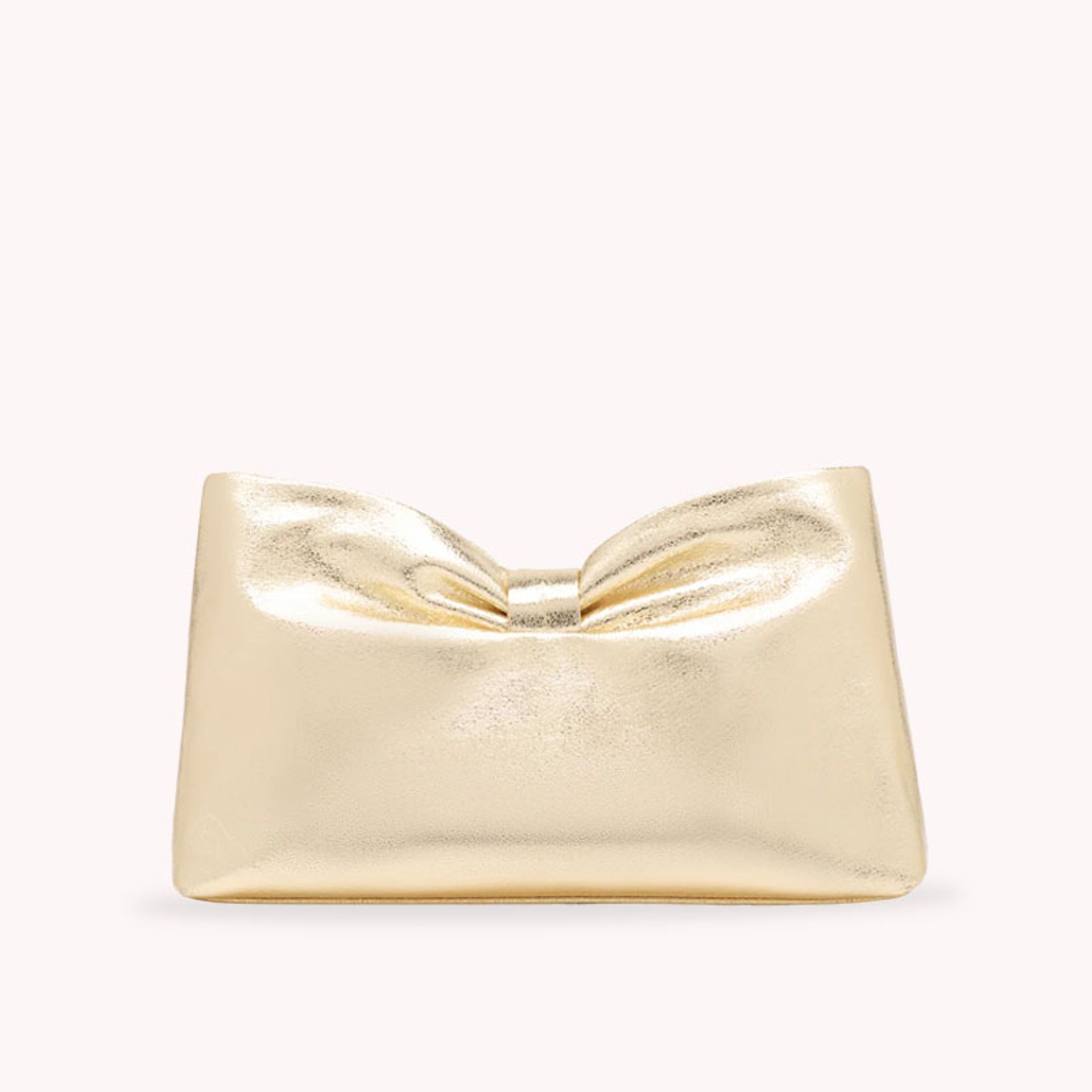 Nine West Womens Metallic Gold Puffy Bow Clutch Handbag