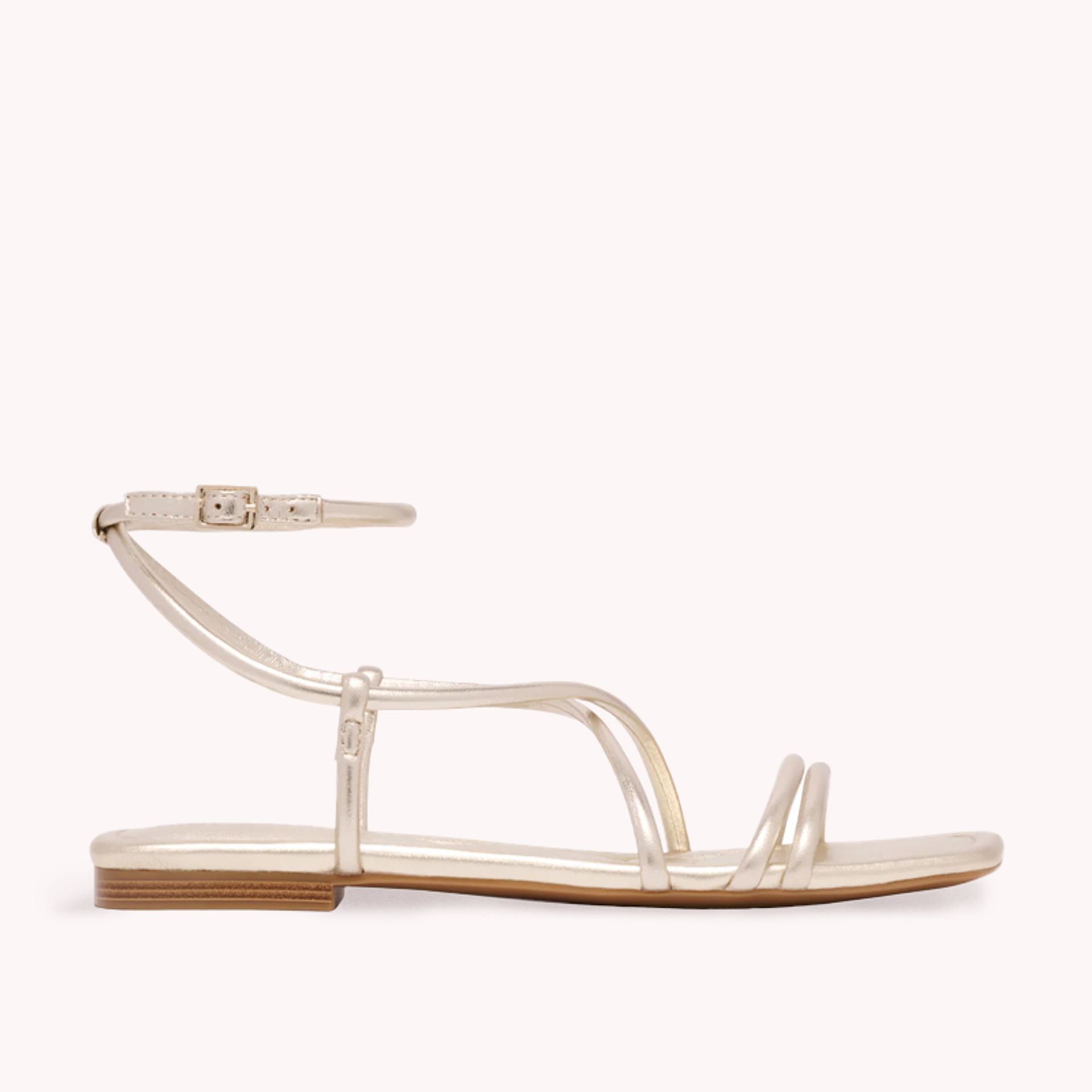 Nine West Womens Pale Gold Strappy Flat Sandals