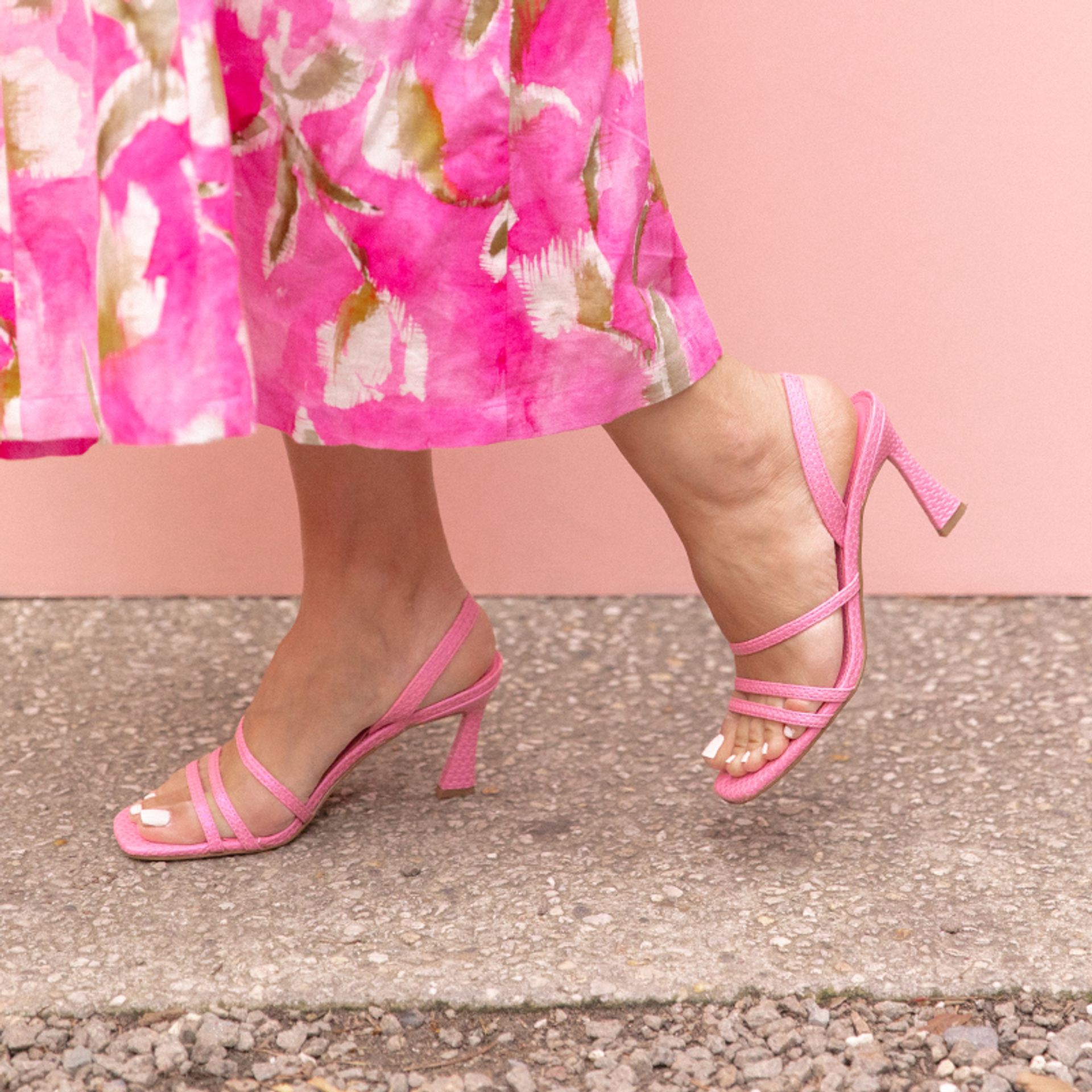Nine West Hot Pink Strappy Summer Heeled Sandals