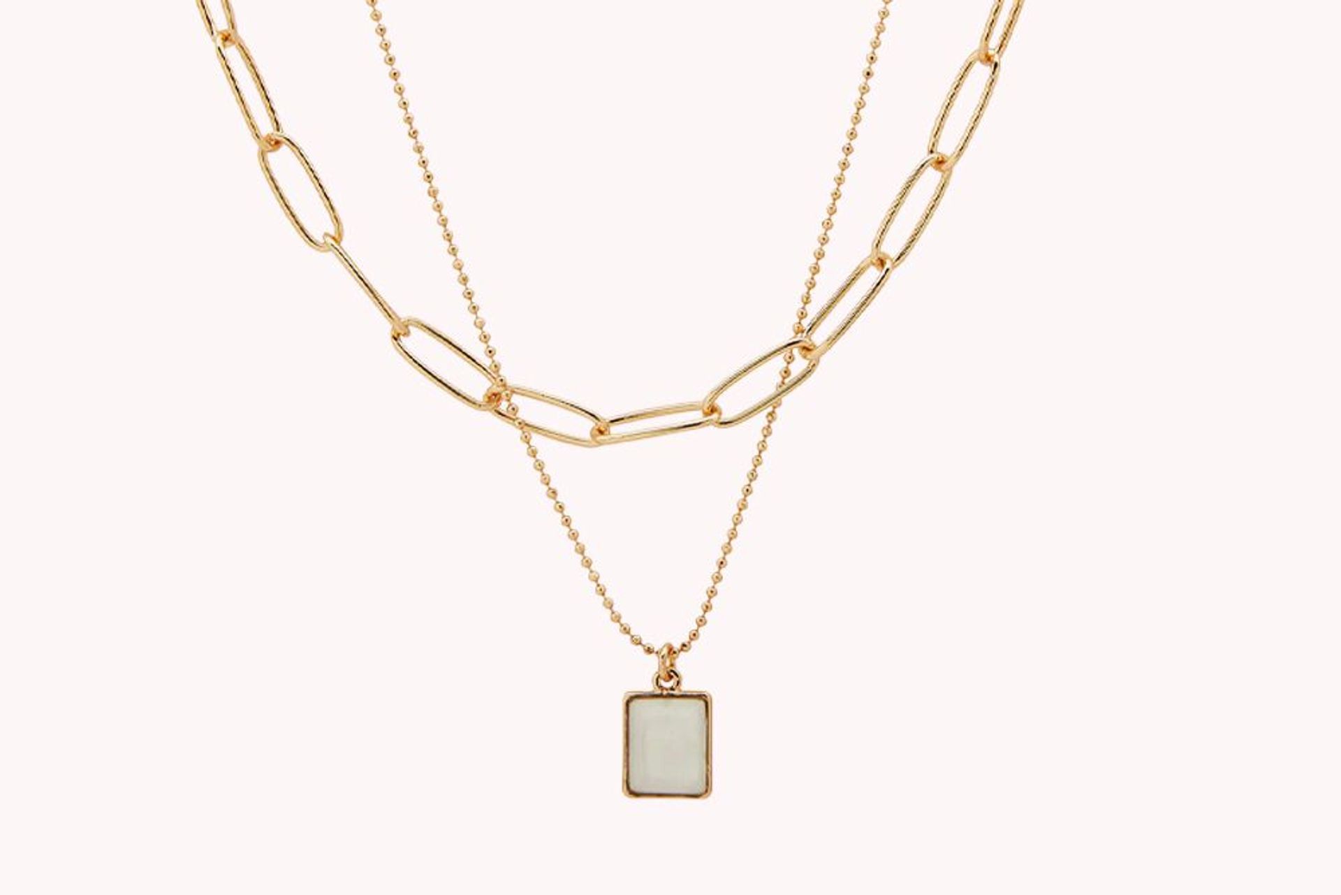 Nine West Gold Toned Square Pendant Necklace and Chain