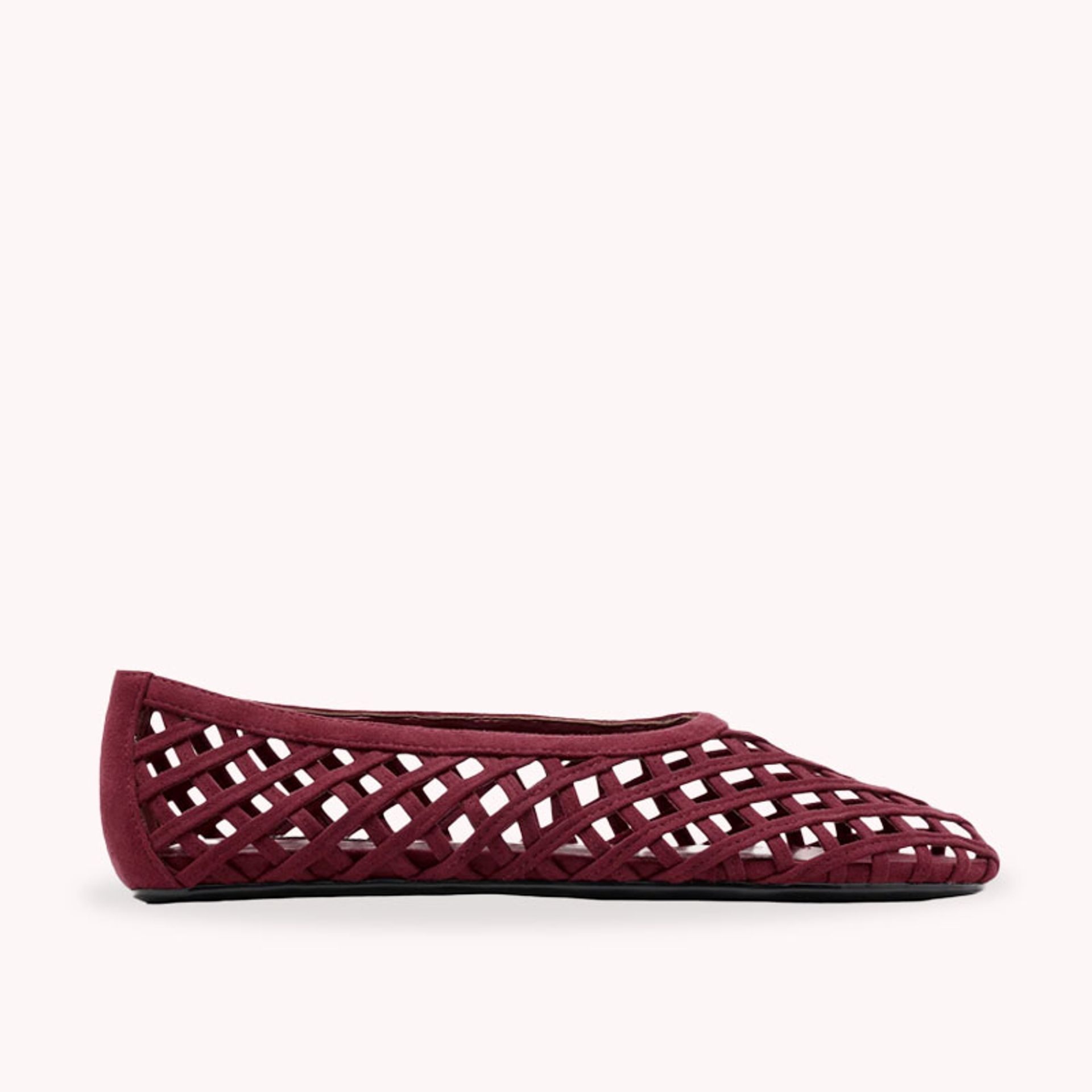 Nine West Womens Burgundy Red Woven Cage Suede Ballet Flats
