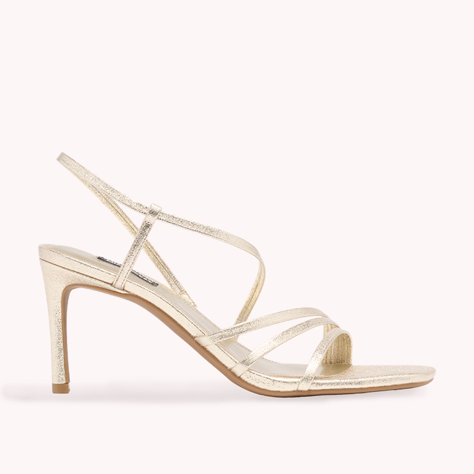 Nine West Womens Pale Gold Strappy Heeled Sandals