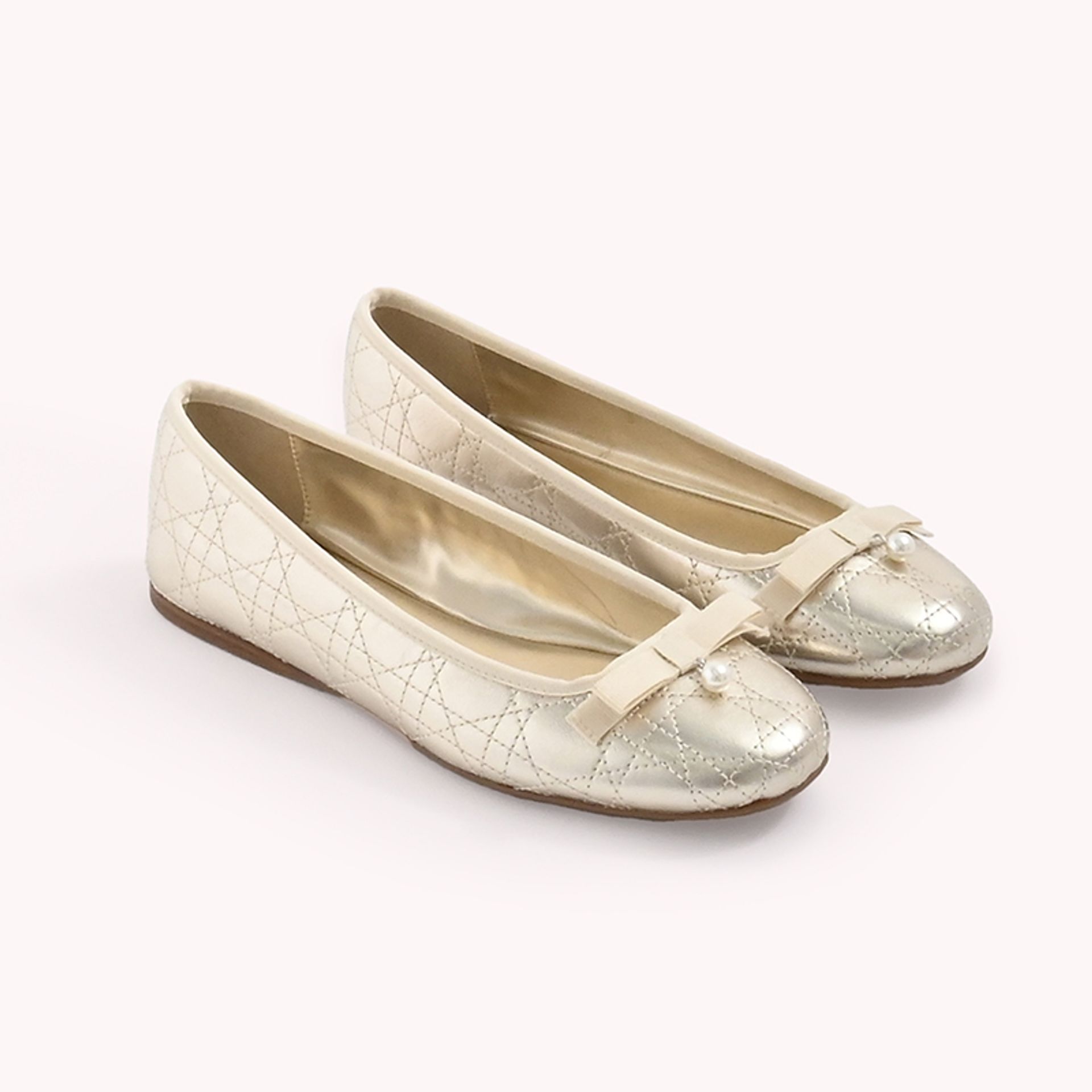 Nine West Womens Gold Ballet Flats