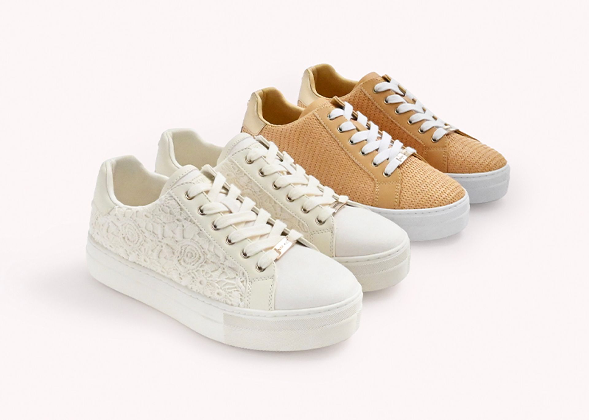 Nine West Womens Woven and Lace Chunky Sneakers