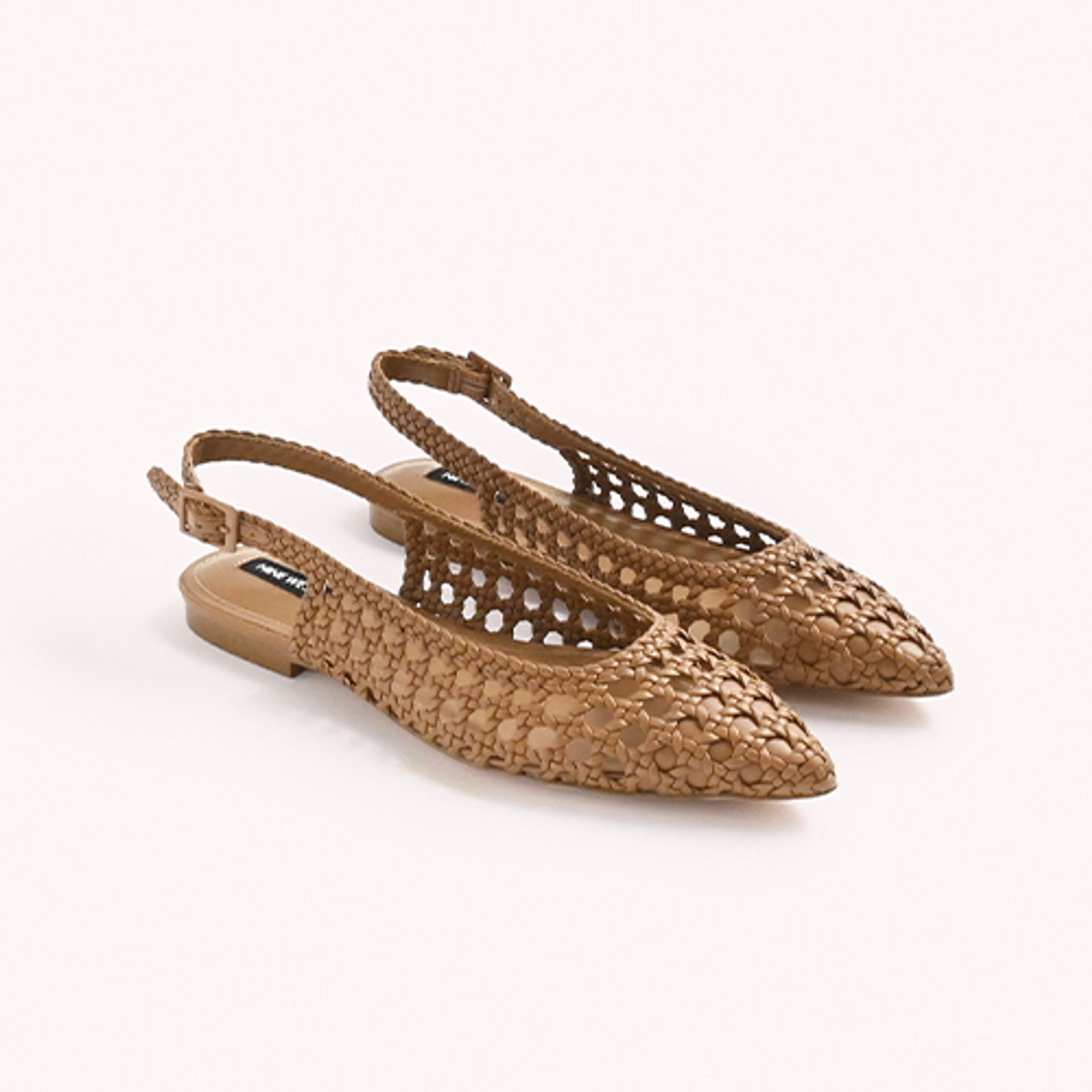 Nine West Womens Brown Woven Slingback Ballet Flats