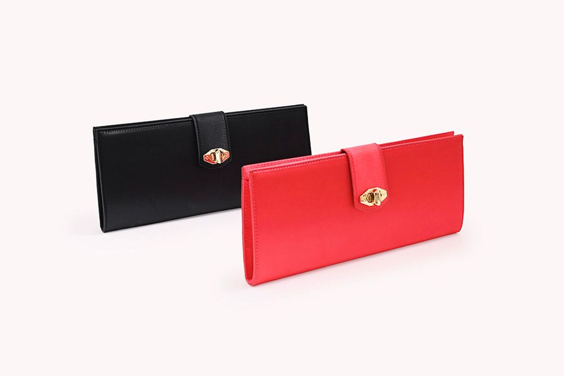 Nine West Red And Black Textured Slim Clutch Bags