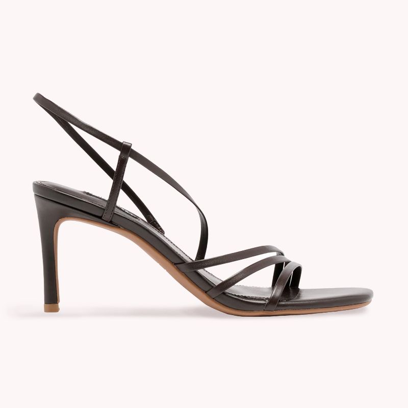 Nine West Womens Chocolate Brown Strappy Heeled Sandals