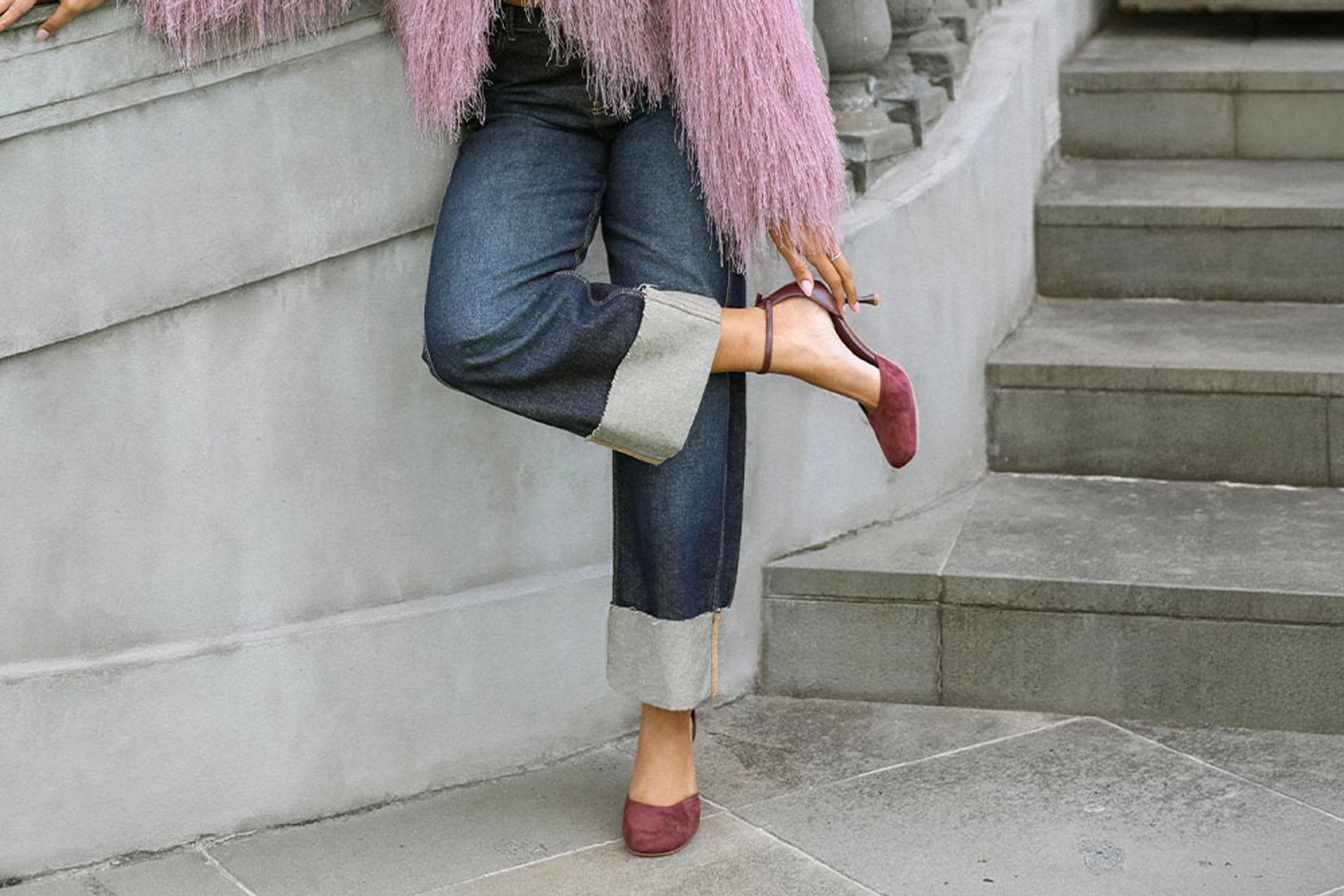Nine West Womens Burgundy Ankle Strap Pumps