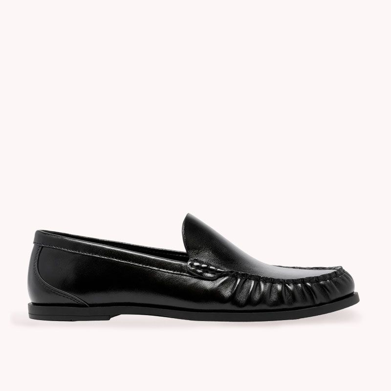 Nine West Womens Black Scrunch Flat Loafers