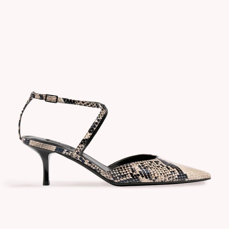 Nine West Womens Beige Snake Print Pump Heels