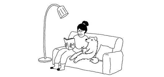 Pet reading with owner