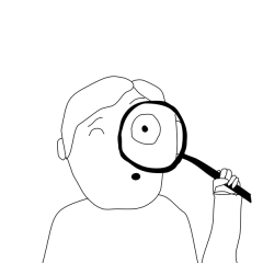 curious boy holding magnifying glass