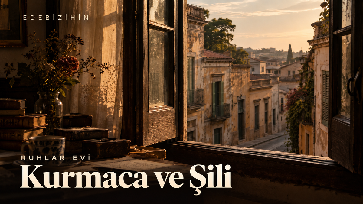 Pencereden görünen temsili sokak ve Kurmaca ve Şili başlığı.