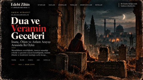 Dua ve Veramin Geceleri — mezarlıkta gece, inanç ve ölüm temalarını yansıtan Edebî Zihin editöryel görseli