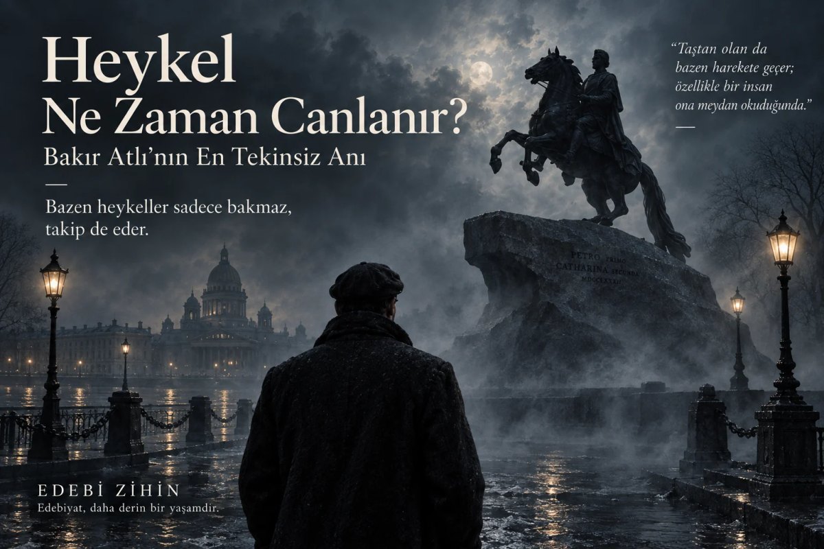 Bakır Atlı anıtı — Yevgeni’nin tekinsiz karşılaşması