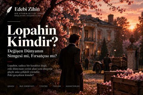 Lopahin Kimdir? — eski serflerin torunundan malikâne sahibine uzanan sınıf değişimini anlatan Edebî Zihin tipografik hero görseli
