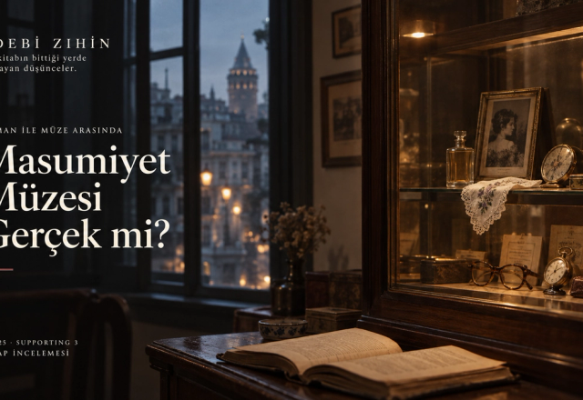 Açık kitap ve eski eşyaların sergilendiği temsili müze vitriniyle “Masumiyet Müzesi Gerçek mi?