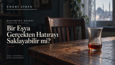 Pencere ışığı alan eski bir ahşap masada çay bardağı ve halka izi; arka planda boş bir sandalye.