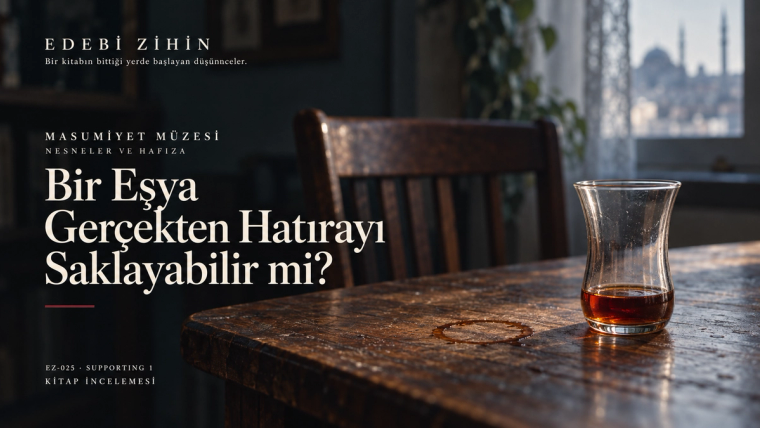 Pencere ışığı alan eski bir ahşap masada çay bardağı ve halka izi; arka planda boş bir sandalye.