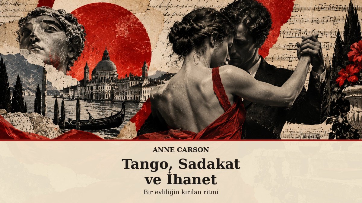 Kocanın Güzelliği eserindeki tango, sadakat ve ihaneti simgeleyen kırmızı kumaşlı dans çifti ve Venedik manzarası