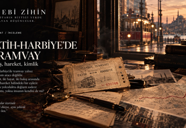Fatih ile Harbiye arasında bölünen İstanbul kompozisyonunda, iki semt arasında duran Neriman figürü ve tramvay; Fatih-Harbiye romanındaki modernleşme, kimlik ve başka bir hayat arzusunu simgeliyor.