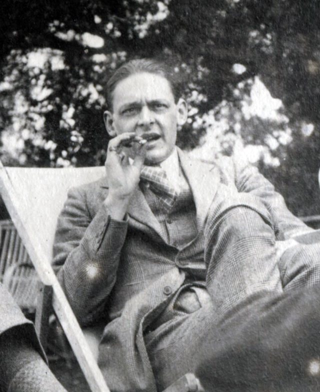 T. S. Eliot portresinden kullanılan Edebi Zihin editoryal The Waste Land görseli