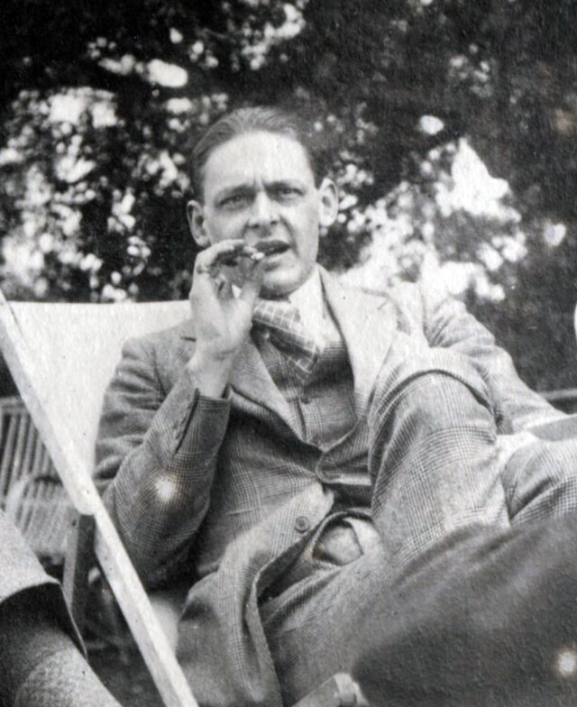 T. S. Eliot portresinden kullanılan Edebi Zihin editoryal The Waste Land görseli