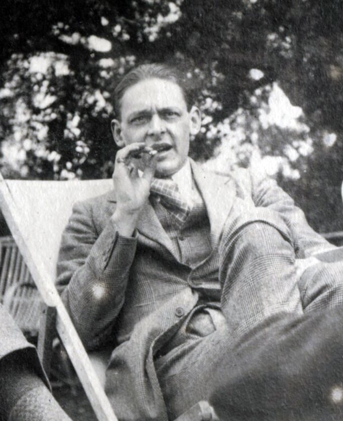 T. S. Eliot portresinden kullanılan Edebi Zihin editoryal The Waste Land görseli