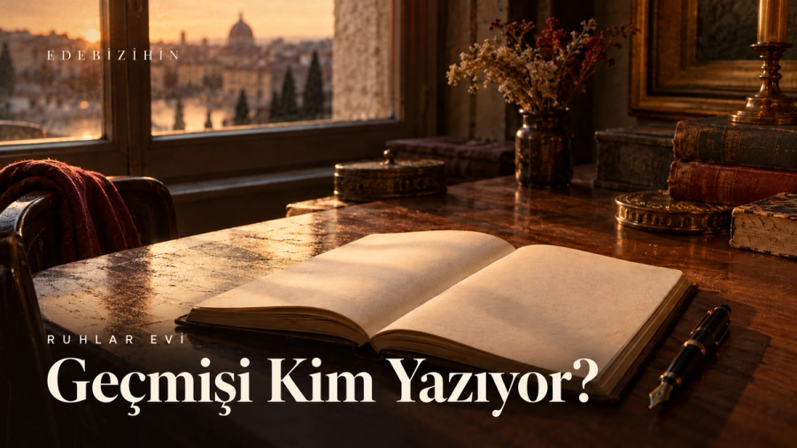 Açık defter ve Geçmişi Kim Yazıyor? başlığı.
