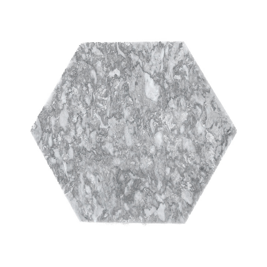 Silver 8 Inch Hexagon Honed Marble Tile
