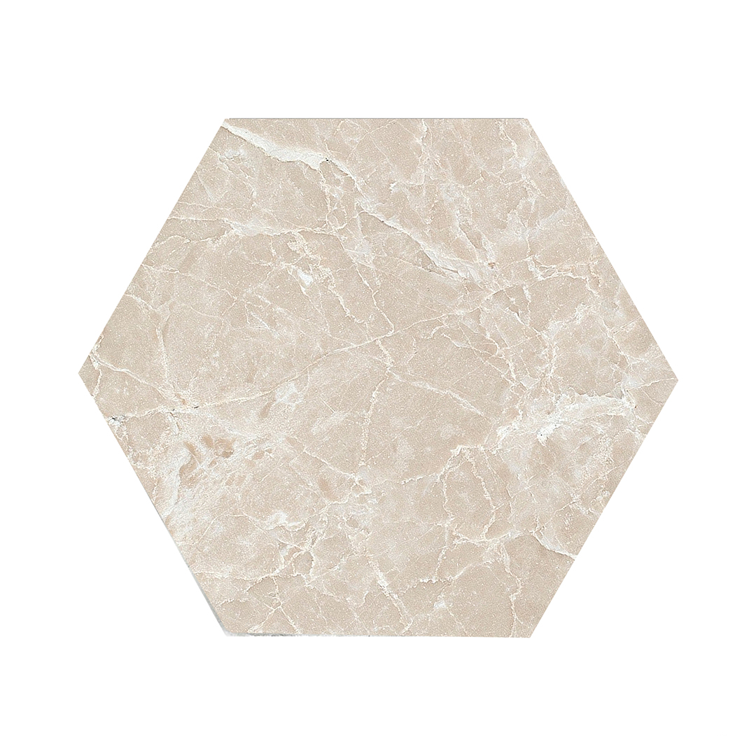 Beige 8 Inch Hexagon Honed Marble Tile