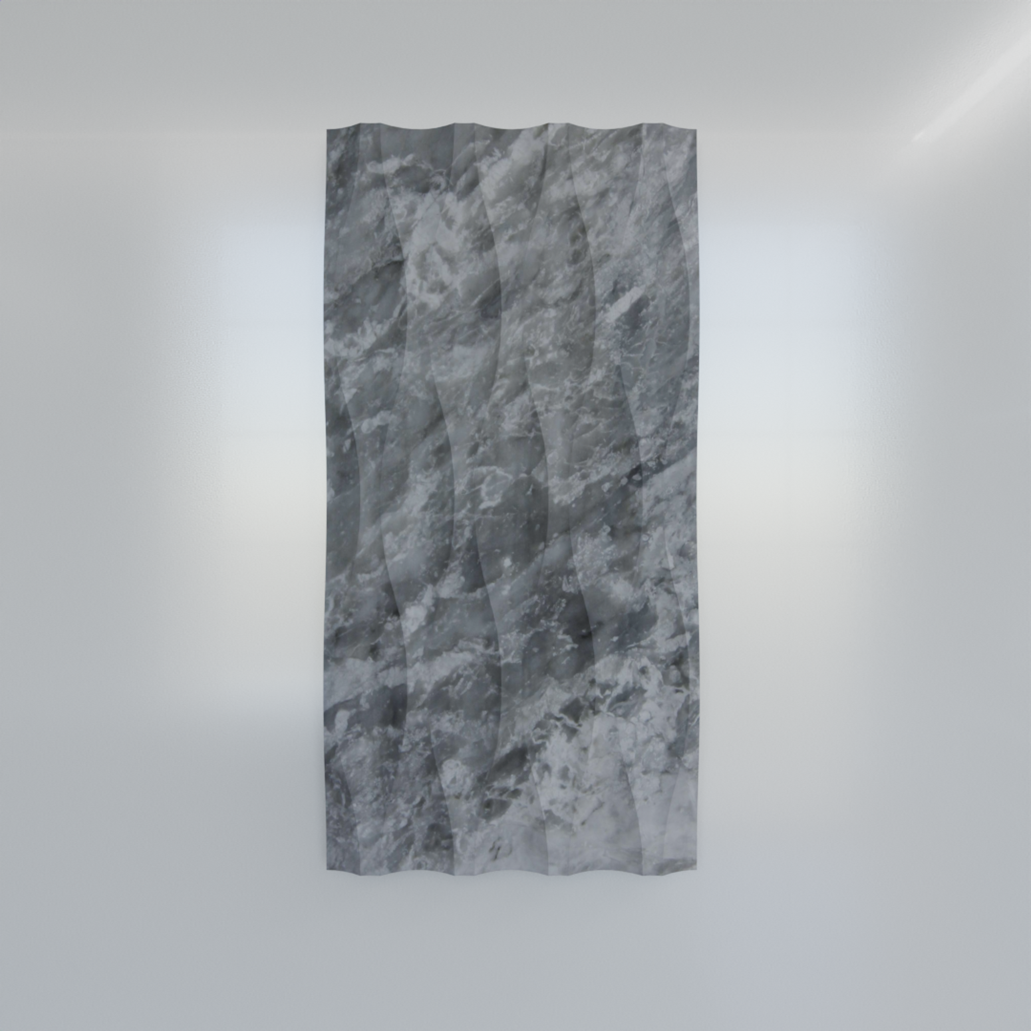 Platinum Grey wave marble tile with sculptural 3D relief and crystalline veining