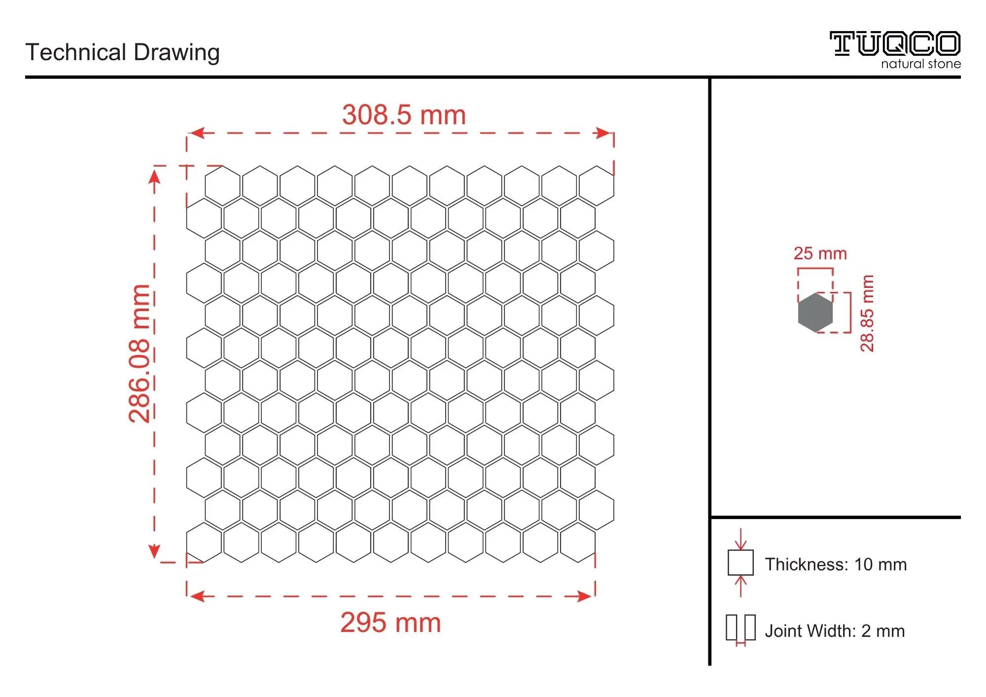 Tumbled Calacatta Sugar marble hexagon mosaic tile in gold, amber and ochre thumbnail 4